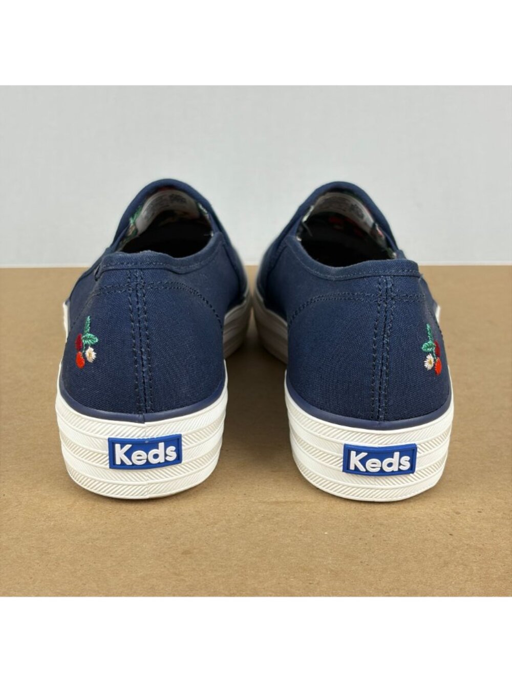 Keds Triple Decker Rifle Paper Company Cherries Slip On Sneakers Womens 8 Blue - Picture 4 of 10